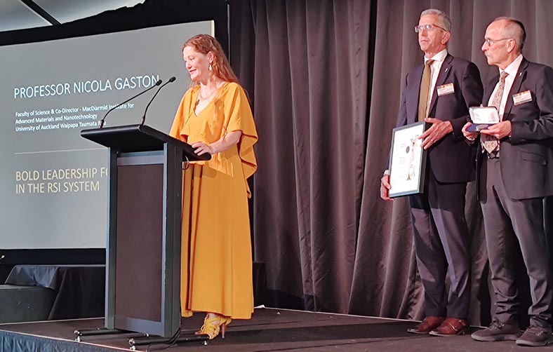 Professor Nicola Gaston receiving the Royal Society Thomson Medal