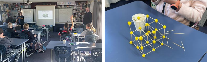 Paul Kruger and Courtney Ennis in their first of two Nelson workshops where students created their own frameworks for greenhouse gas capture