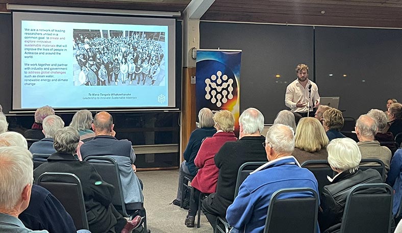 Calum Gordon speaking at the RLS event in Tauranga