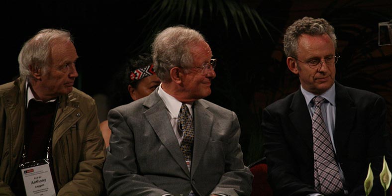 Sir Anthony J Leggett with Professor Neil Ashcroft and Sir Richard H Friend